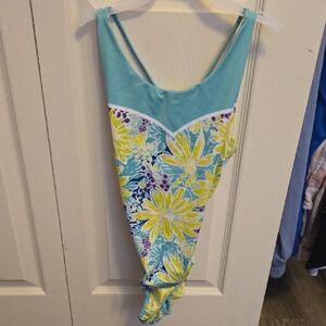 Vibrant Floral Girls Leo - Teal and Yellow